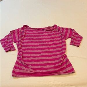 New York & Company pink shiny 3/4 sleeve blouse, Size Large